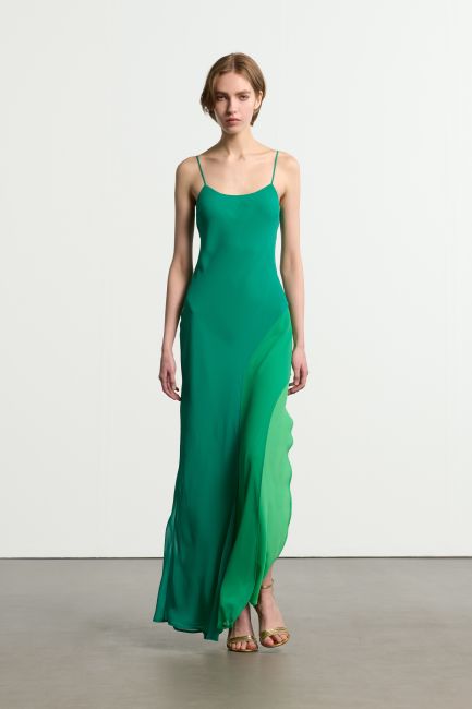 Multicolor long bias cut dress - Green