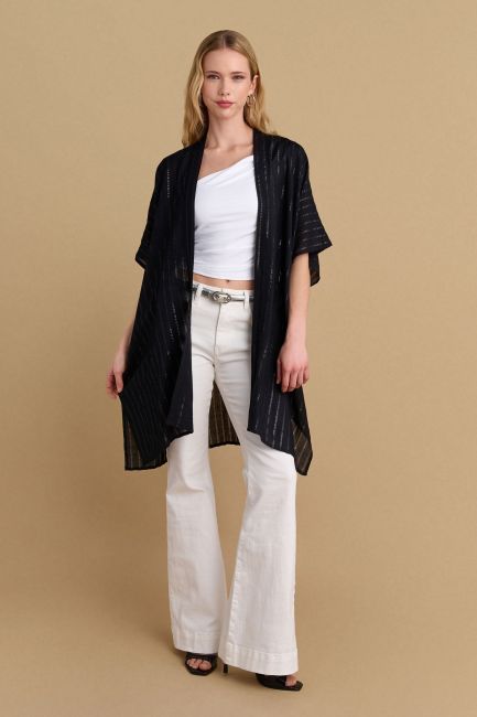 Lurex striped kimono - Black