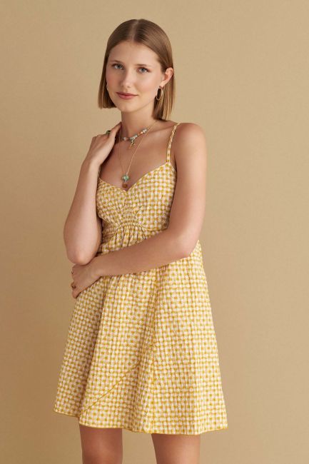 Printed mini dress - Yellow