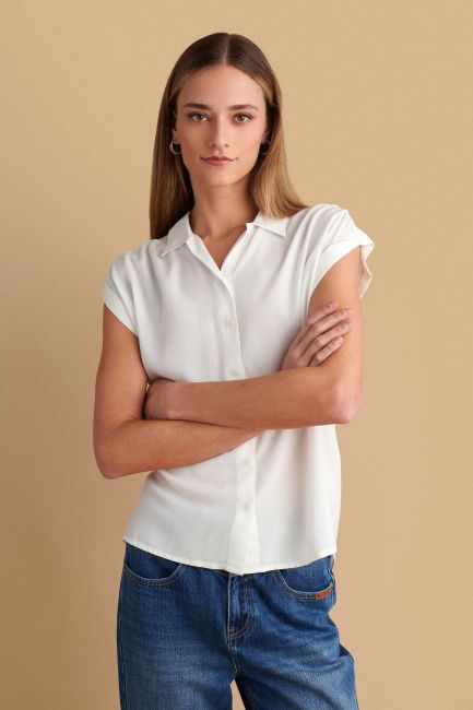 Monochrome sleeveless shirt - Off white