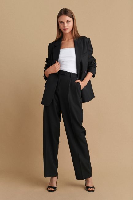 Pleat-detail suit trousers - Black