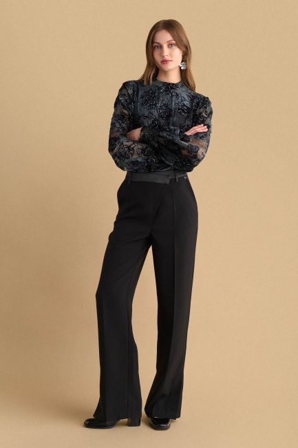 Satin-detail trousers - Black