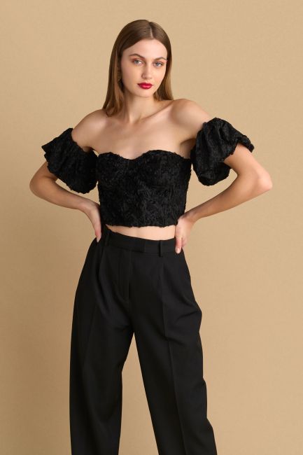 Textured bustier - Black