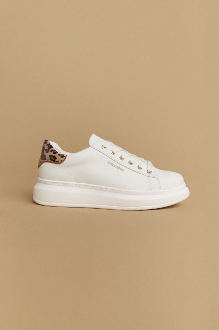 Sneakers με λεοπάρ λεπτομέρειες - White
