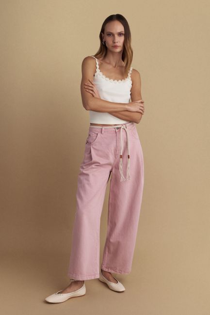 Lyocell-cotton trousers - Pink