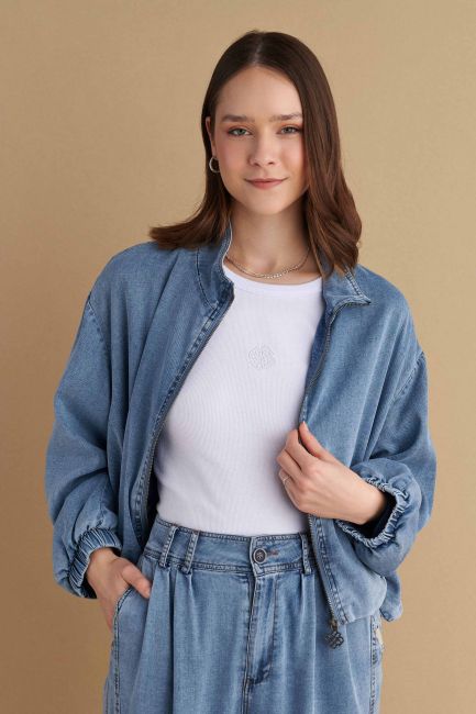 Denim look jacket - Blue