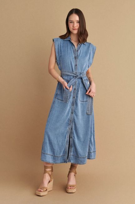 Denim-style maxi dress - Blue