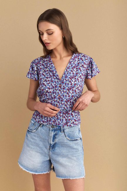 Tie-front liberty top - Multicolor