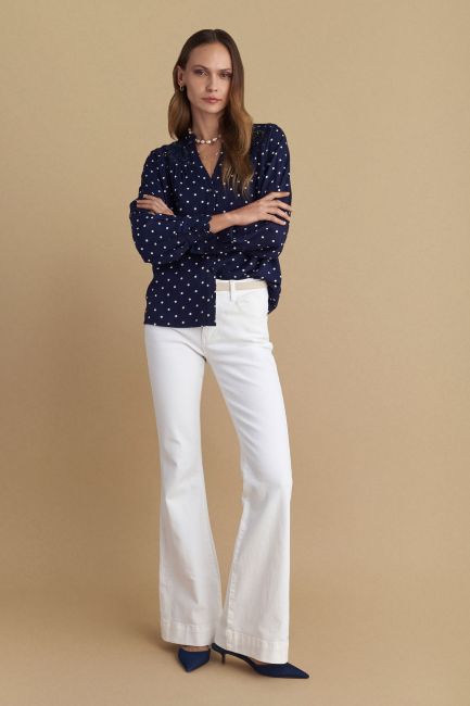 Polka dot-print shirt - Blue