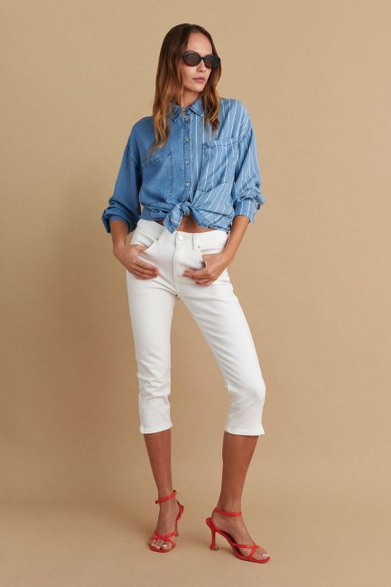 Mixed-fabric shirt - Blue