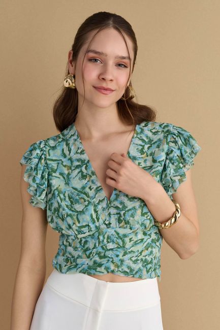 Shiny printed crop top - Multicolor
