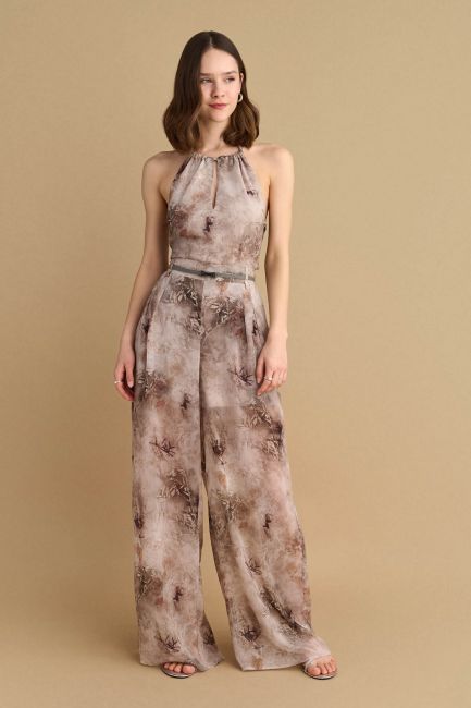 Semi-sheer printed trousers - Multicolor
