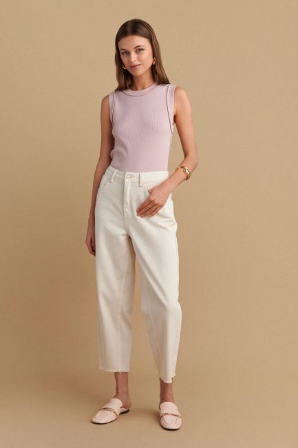 Sleeveless ribbed blouse - Pink