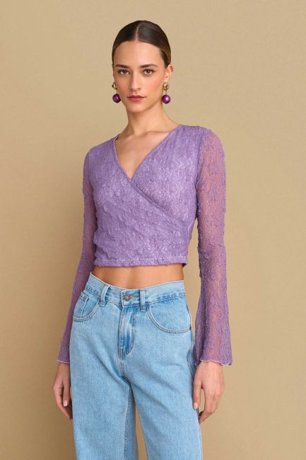 Gossamer wrap crop top - Lilac