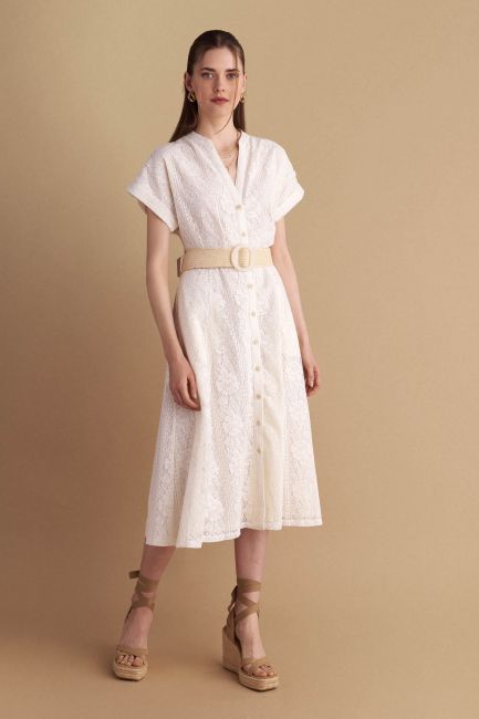 Lace chemise dress - Off white