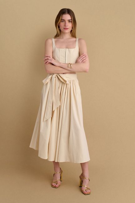 Belted long skirt - Vanilla