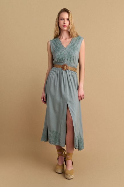 Embroidered dress with belt - Soap