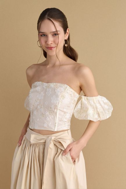 Embellished bustier - Vanilla