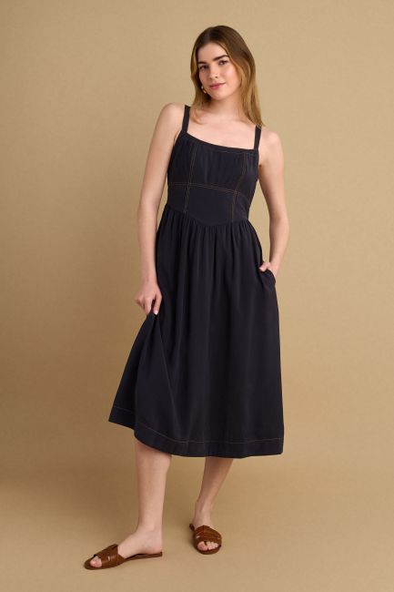 Seamed midi dress - Almost black