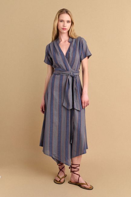 Striped linen dress - Blue