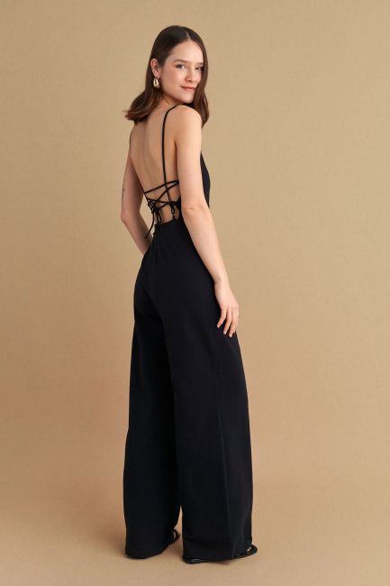 Cross back jumpsuit - Black