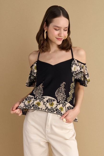 Ruffled printed top - Multicolor