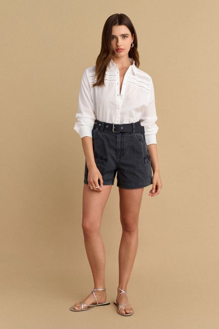 Belted shorts with pockets - Almost black