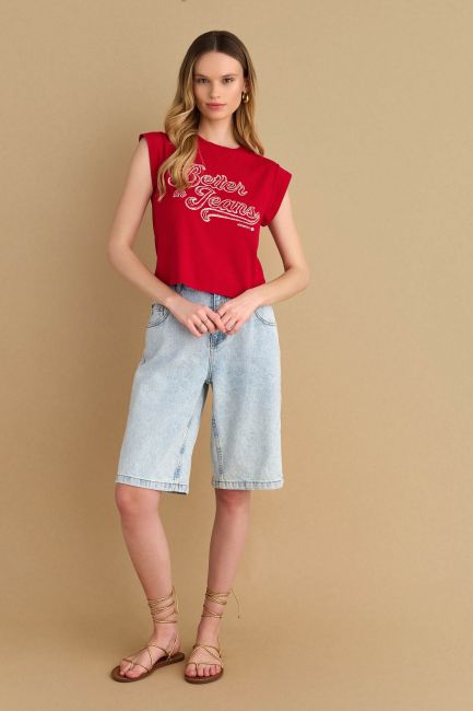 Cropped graphic T-shirt - Red