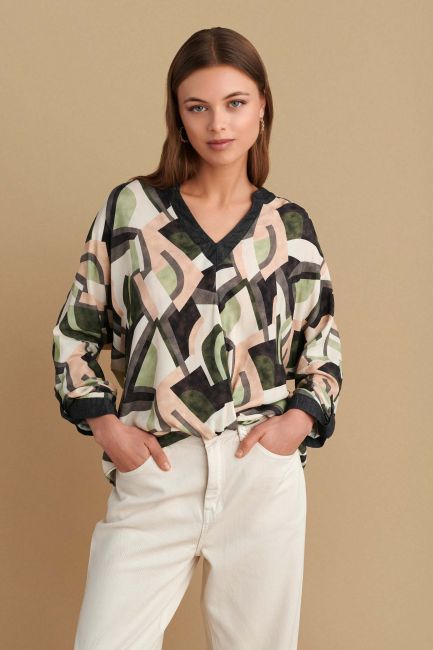 Knot-front printed tunic - Multicolor