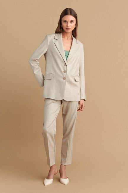 Satin-lining blazer - Beige