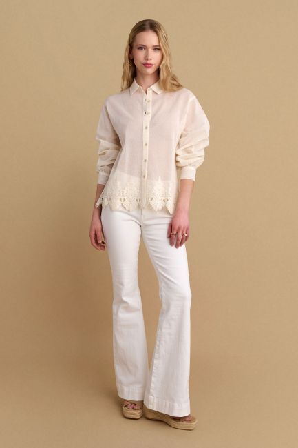 Shirt with embroidery detail - Natural