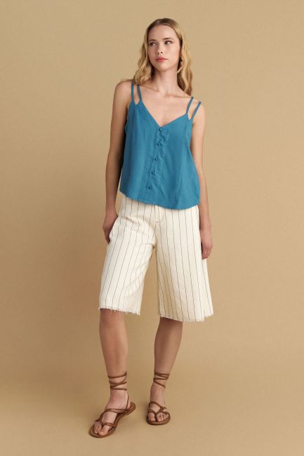 Top with decorative buttons - Petrol