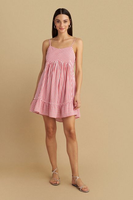 Mini striped dress - Red