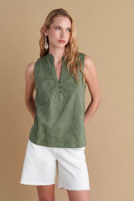 Embroidered top - Light khaki