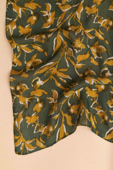 Floral-pattern scarf - Green