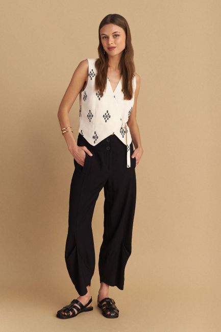Barrel-shaped trousers - Black