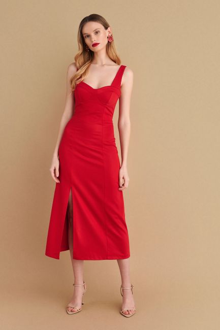 Slit maxi dress - Red
