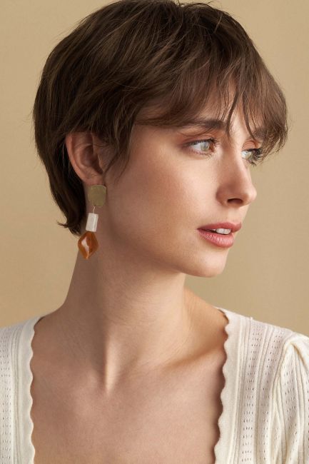 Drop earrings with charms - Multicolor