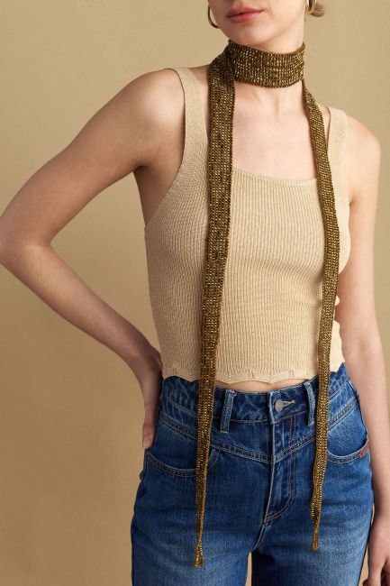 Beaded scarf - Gold