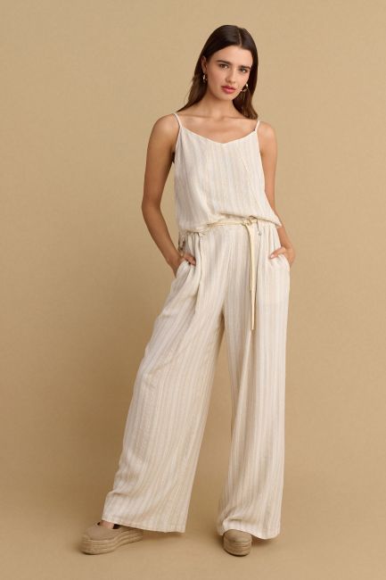 Linen lurex pants - Vanilla