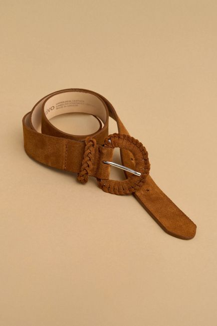 Suede belt - Tabac