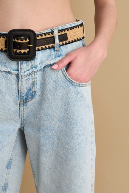 Two-tone straw belt - Black