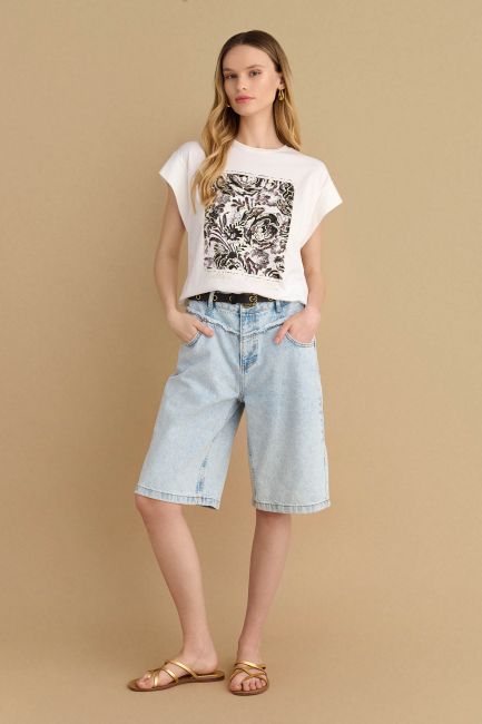Sleeveless printed T-shirt - Off white