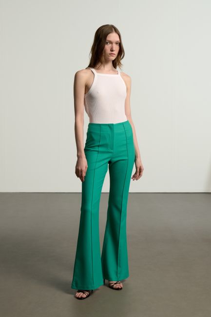 High waist flared trousers - Green