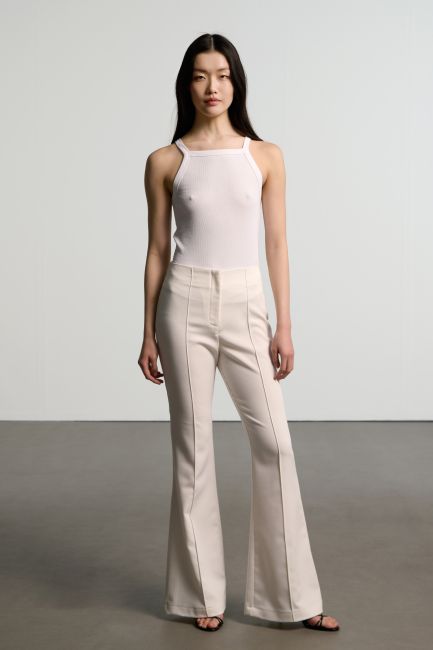 High waist flared trousers - White