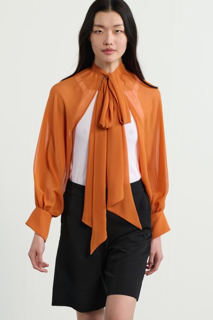 Sheer foulard bolero - Orange