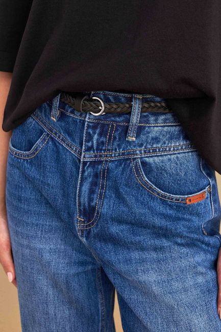 Thin leather belt - Black