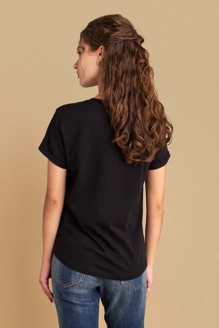 Short sleeve blouse in monochrome - Black