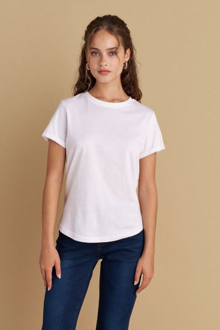 Short sleeve blouse in monochrome - White