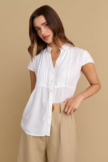 Short-sleeve mao shirt - White
